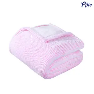 Vivid Pink Stripe Frosted Plush Blanket