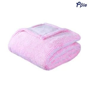 Vivid Pink Stripe Frosted Plush Throw