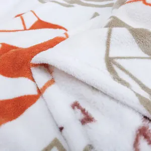 White Print Coral Fleece Blanket
