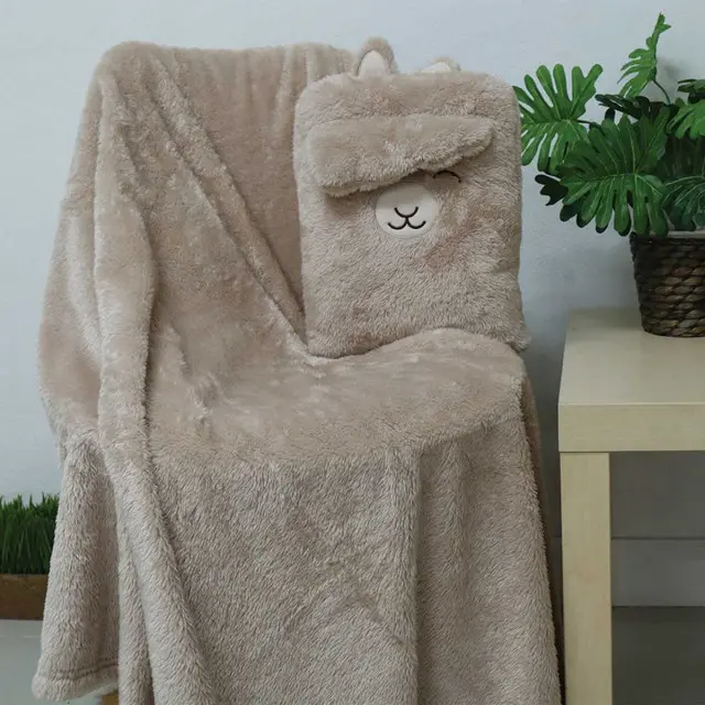 Alpaca Baby Blanket Stuffed in Backpack, Brown