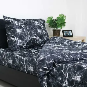 Bedding Set, Black Marble Pattern