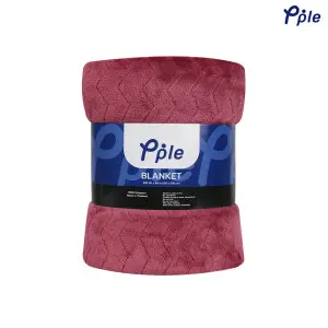 Burn Red Serrated Pattern Jacquard Flannel Blanket