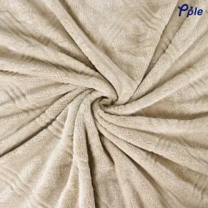 Camel Cosy Sheared Plush Reversible Blanket