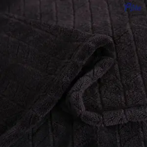 Charcoal Chevron Pattern Jacquard Flannel Throw