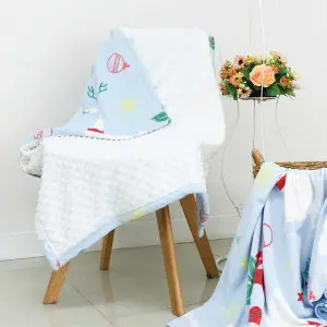 Christmas Printed Baby Blanket, Reversible to White Dimple Touch Blanket