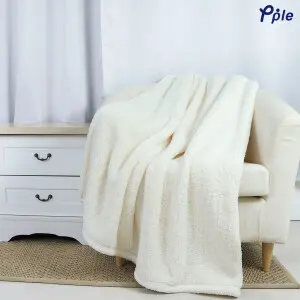 Cream Soft Lightweight Sherpa Throw