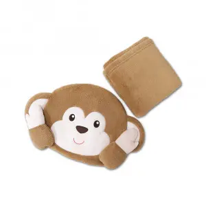 Ear-closed monkey cushion blanket