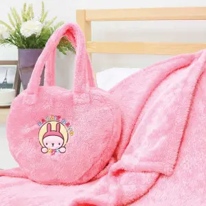 EPICO's Eazzie Gang Plush Polyester Blanket Stuffed in Heart Shape Plush Polyester Bag with Character Appliqued, Pink