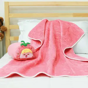 EPICO's Error Chick Plush Polyester Bolster Blanket with Character Face 3D Embroidery, Pink