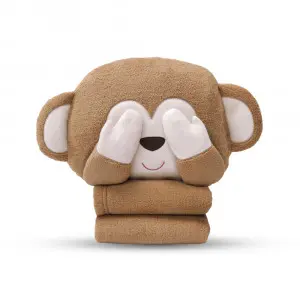 Eye-closed monkey cushion blanket