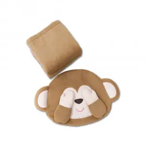 Eye-closed monkey cushion blanket