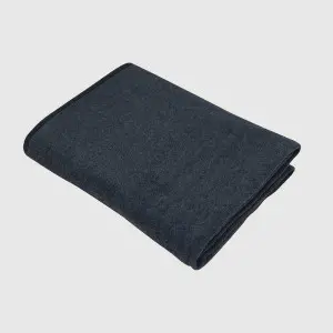 Fleece Blanket with Binding, Classic Dark Grey