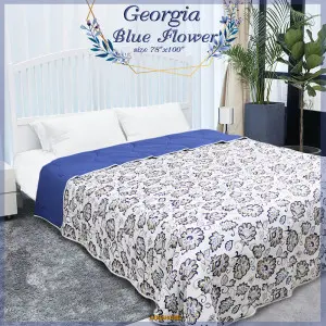 Georgia Blue Flower Blanket