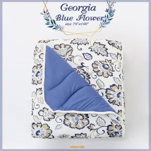 Georgia Blue Flower Blanket