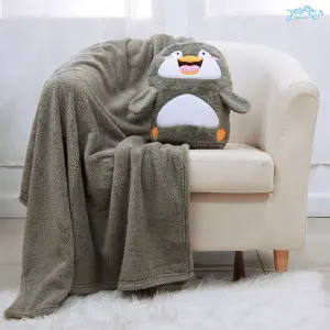 Gray Penguin Cushion Blanket