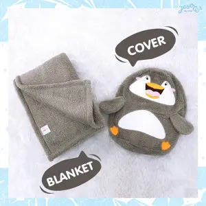 Gray Penguin Cushion Blanket