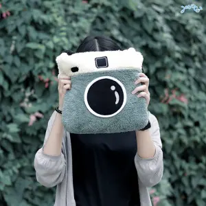 Green Camera Travel Cushion Blanket
