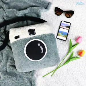 Green Camera Travel Cushion Blanket