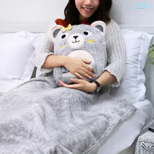 Grey Bear Cushion Blanket