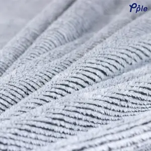 Grey Stripe Frosted Plush Throw