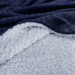 Indigo Grey Stripe Pattern Fine Coral Reversible Blanket