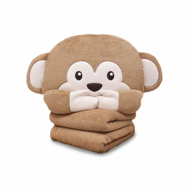 Mouth-closed monkey cushion blanket