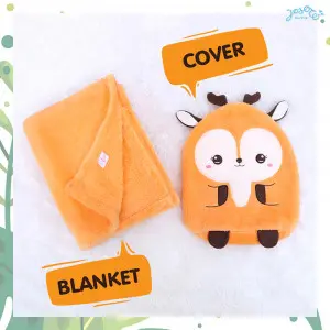 Orange Reindeer Cushion Blanket