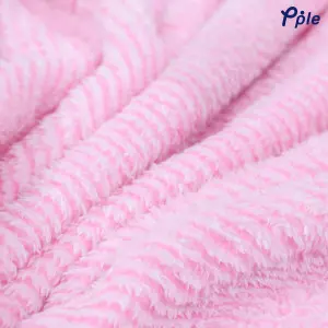 Pink Stripe Frosted Plush Blanket