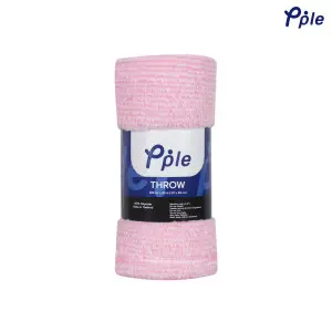 Pink Stripe Frosted Plush Throw