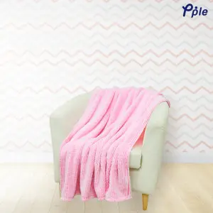 Pink Stripe Frosted Plush Throw