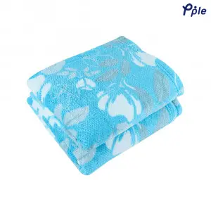 Printed Coral Popcorn Pattern Jacquard Blanket, Blue Floral