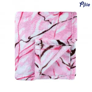 Printed Coral Popcorn Pattern Jacquard Blanket, Pink Marble