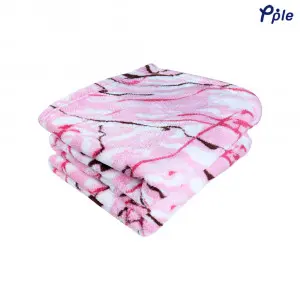 Printed Coral Popcorn Pattern Jacquard Blanket, Pink Marble