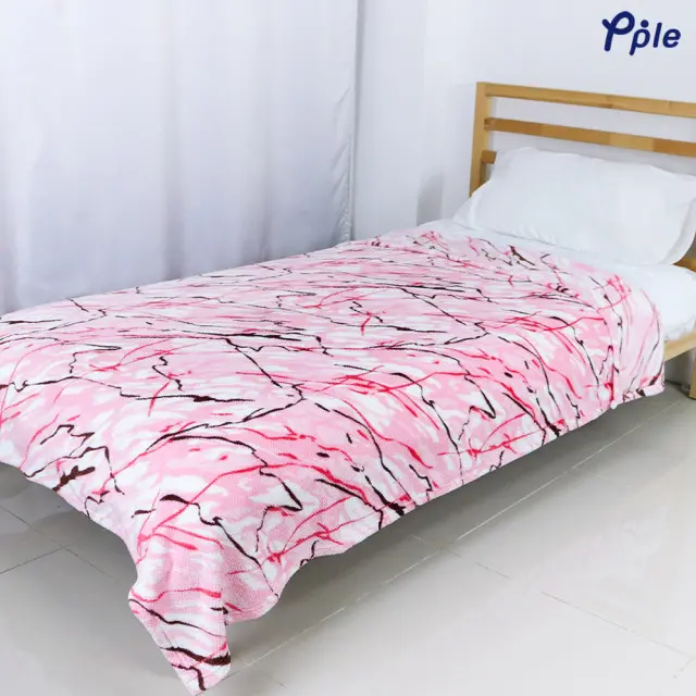 Printed Coral Popcorn Pattern Jacquard Blanket, Pink Marble