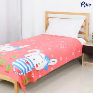 Printed Fleece Blanket, Red Happy Rabbit