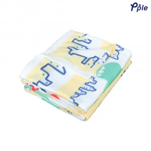 Printed Fleece Blanket, White Happy Dinosaur