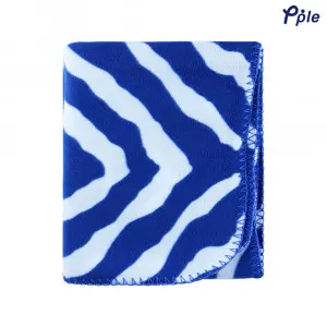 Printed Fleece Throw, Navy Zebra Pattern