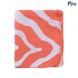 Printed Fleece Throw, Orange Zebra Pattern