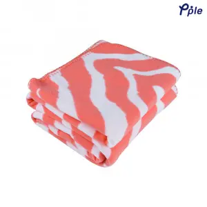 Printed Fleece Throw, Orange Zebra Pattern