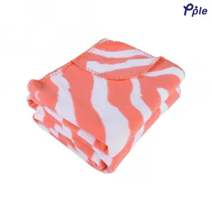 Printed Fleece Throw, Orange Zebra Pattern