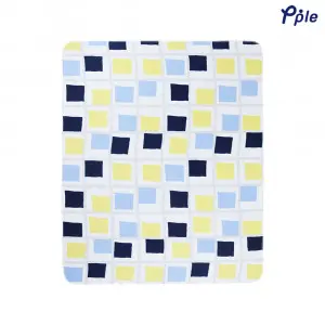 Printed Fleece Throw, Yellow/Blue Mosiac Pattern