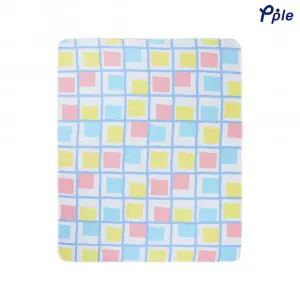 Printed Fleece Throw, Yellow/Pink Mosiac Pattern