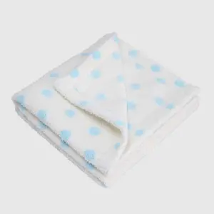 Printed Polyester Blanket, Blue Polka Dots Pattern