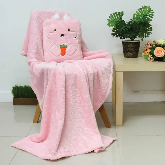 Rabbit with Carrot Doll Pillow Blanket