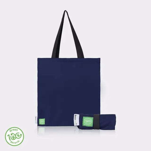 Recycled Tote Bag, Navy-Beige