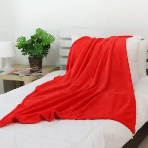 Red Soft Popcorn Flannel Throw