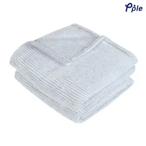 Silver Grey Stripe Frosted Plush Blanket