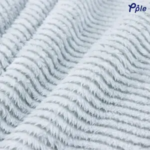 Silver Grey Stripe Frosted Plush Blanket