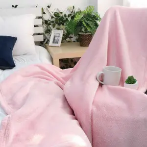 Solid Flannel Blanket, Pink