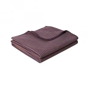 Striped Fleece Throw Blanket (Beige-Purple)